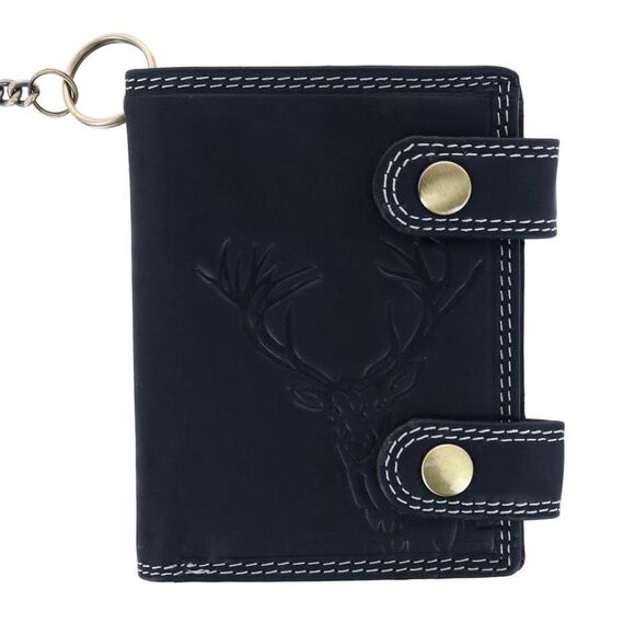 CTM Men's Leather Deer Zip Around RFID Chain Wallet - Picture 4 of 5